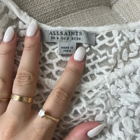 All Saints Sheer Embroidered Top Size US 2 - Picture 4 of 4